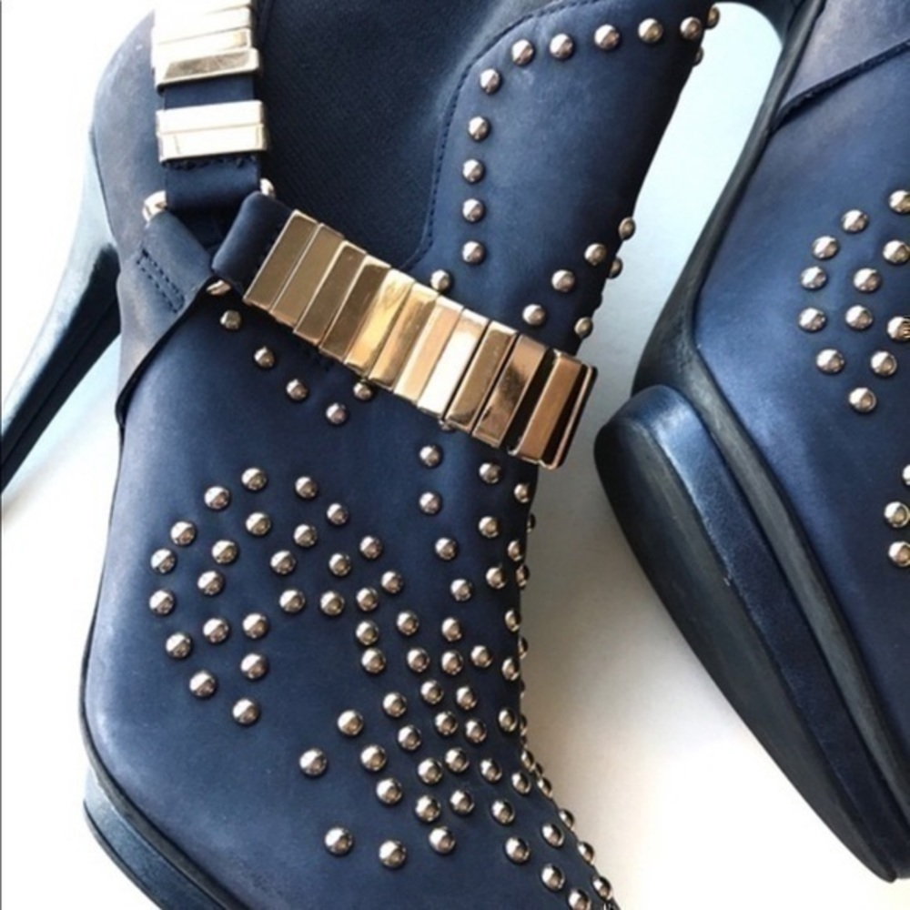 Jeffrey Campbell Blue Leather Studded Boots Size 6 Bootie Volpe gently preloved - Picture 12 of 13